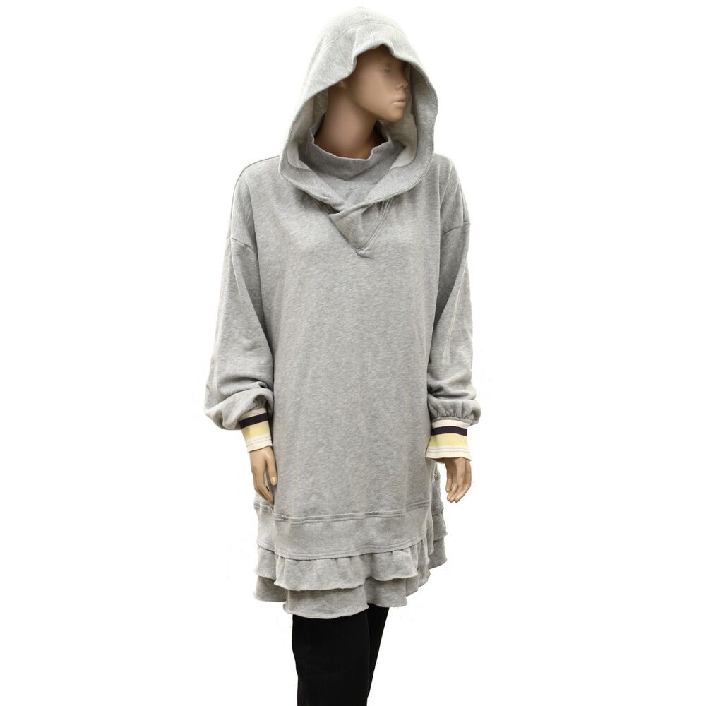 Anthropologie Daily Practice Hooded Tiered Ruffle Sweatshirt Dress XL 289837 - Picture 3 of 11